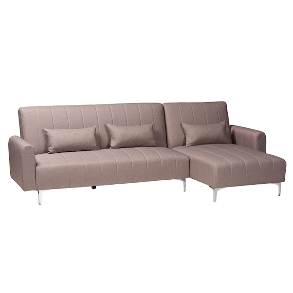Baxton Studio Lanoma Contemporary Clay Fabric Upholstered Convertible Sofa Bed 245-13752-ZORO - main